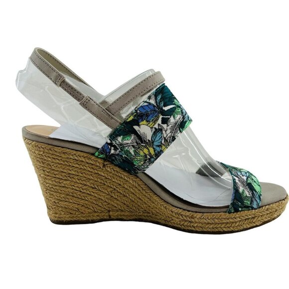 Bella Vita Womens 9 WW Floral Espadrille Grayson Wedge Sandals With Buckle Tropi - Picture 5 of 13